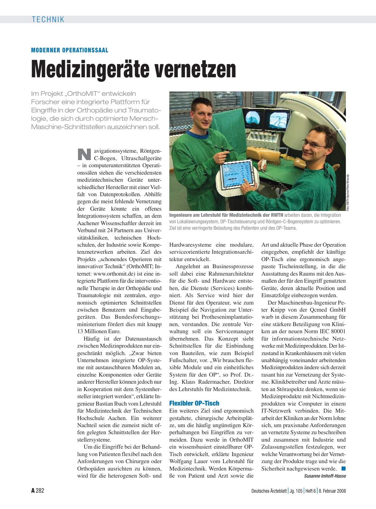 Vorschauseite 1: Moderner Operationssaal: Medizingeräte vernetzen