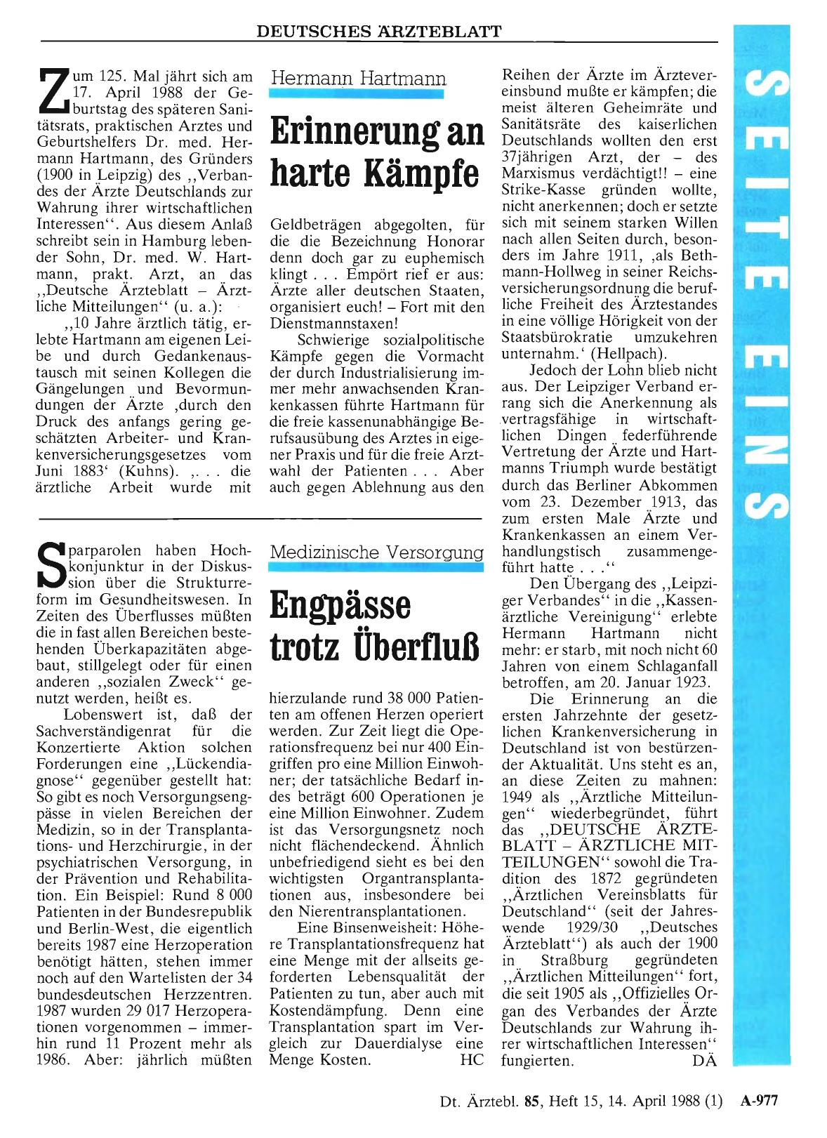Vorschauseite 1: Medizinische Versorgung: Engpässe trotz Überfluß