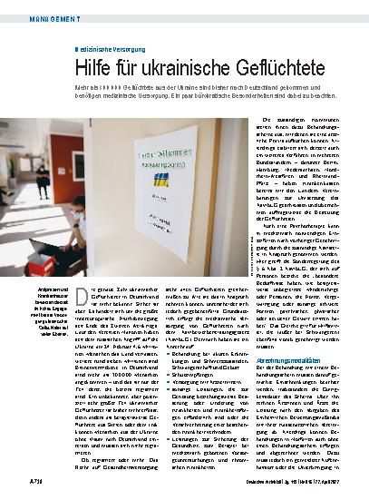 Vorschauseite 1: Medizinische Versorgung: Hilfe für ukrainische Geflüchtete