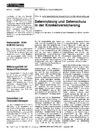 Vorschauseite 1: Datennutzung und Datenschutz in der Krankenversicherung