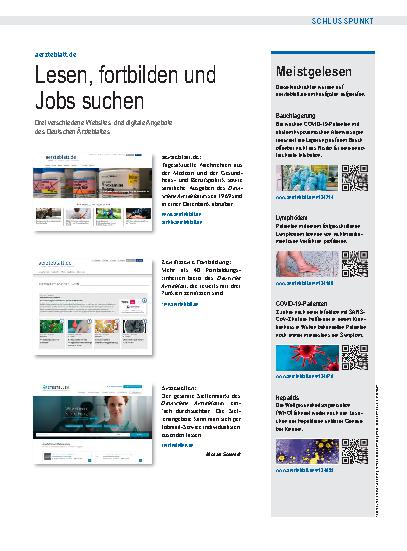 Vorschauseite 1: aerzteblatt.de: Lesen, fortbilden und Jobs suchen