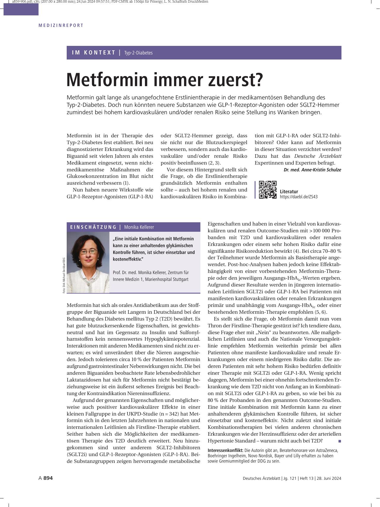 Vorschauseite 1: Metformin immer zuerst?