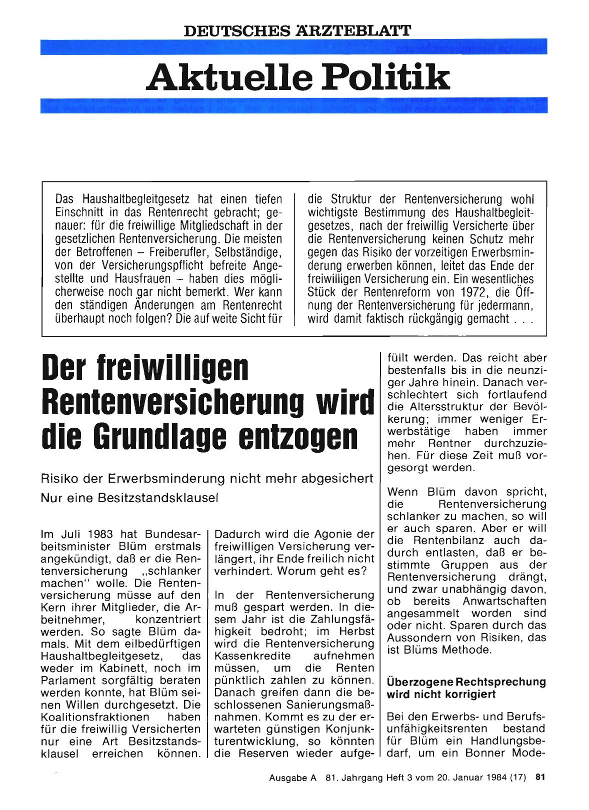 Vorschauseite 1: Der freiwilligen Rentenversicherung wird die Grundlage entzogen