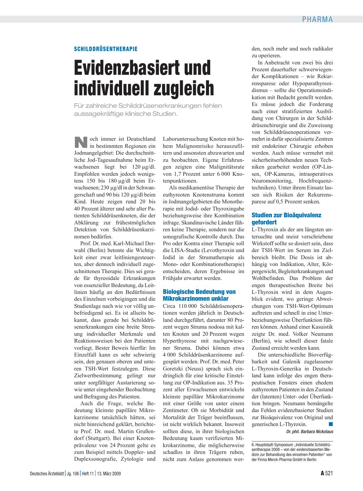 Vorschauseite 1: Schilddrüsentherapie: Evidenzbasiert und individuell zugleich