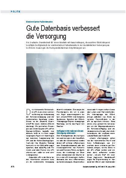 Vorschauseite 1: Elektronische Patientenakte: Gute Datenbasis verbessert die Versorgung