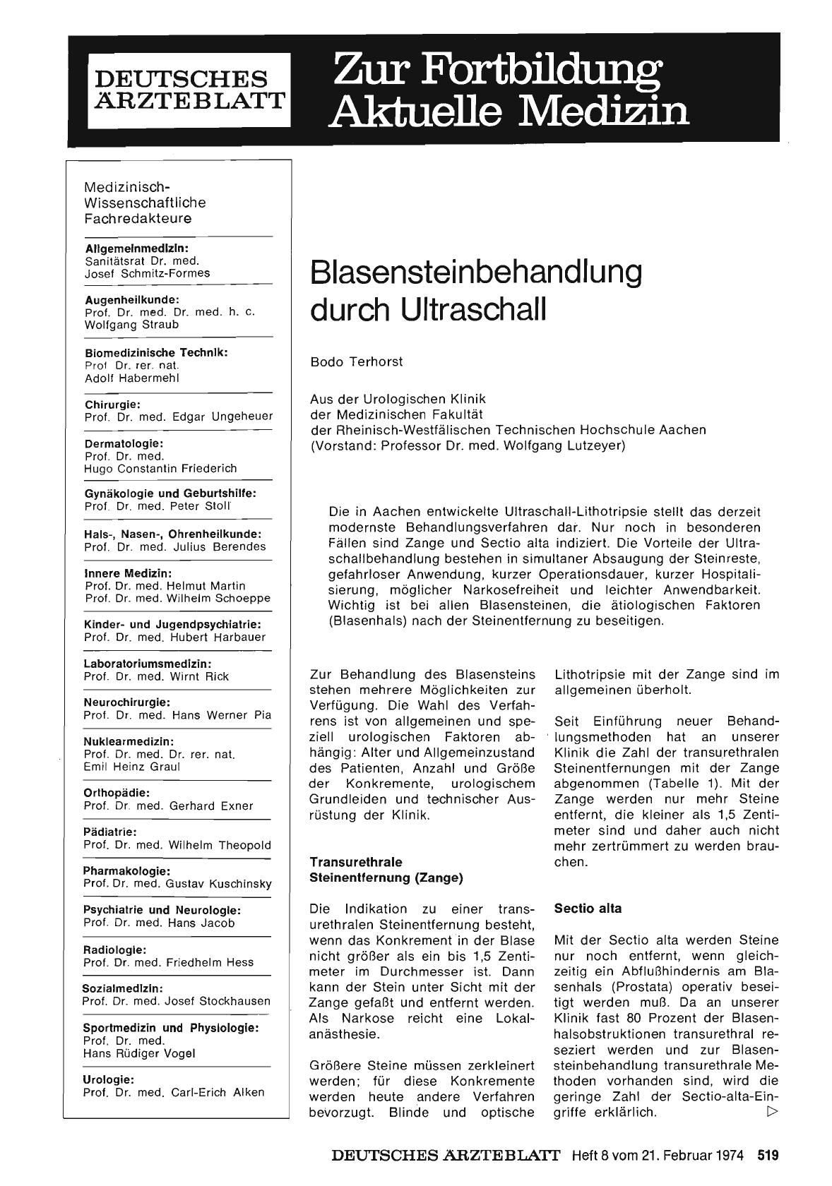 Vorschauseite 1: Blasensteinbehandlung durch Ultraschall