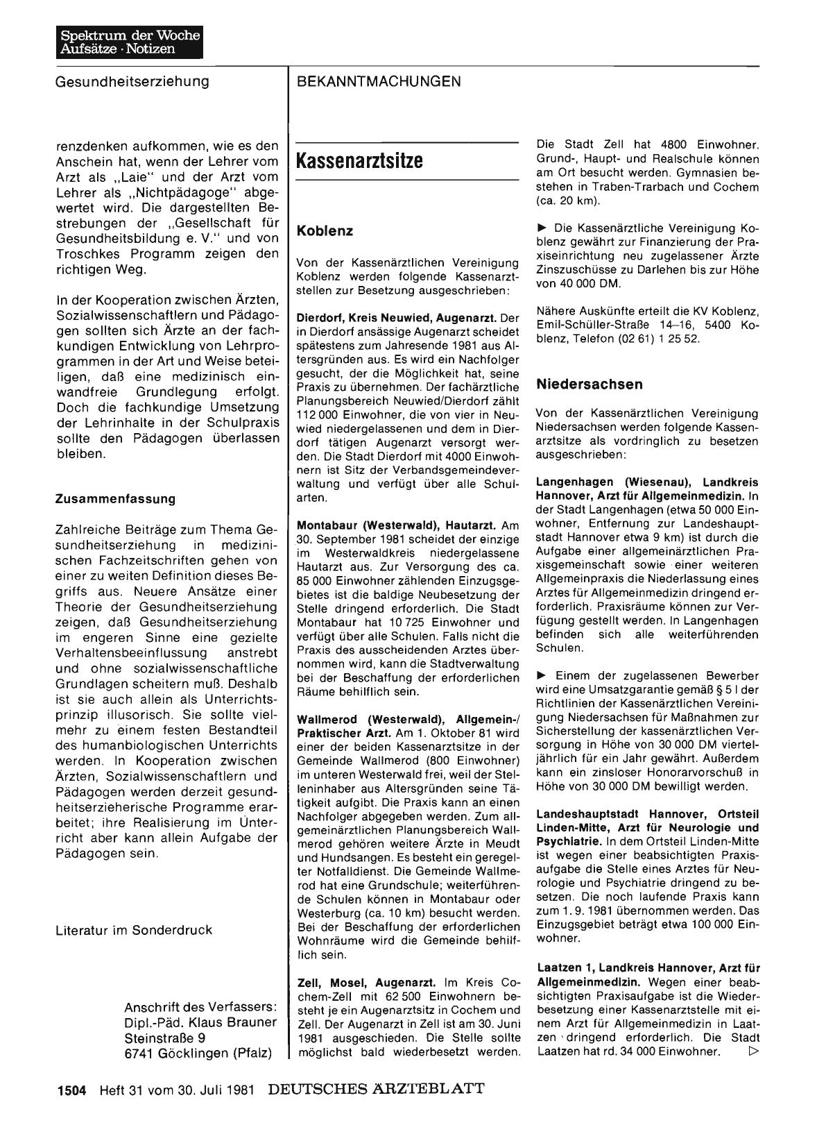 Vorschauseite 1: Kassenarztsitze