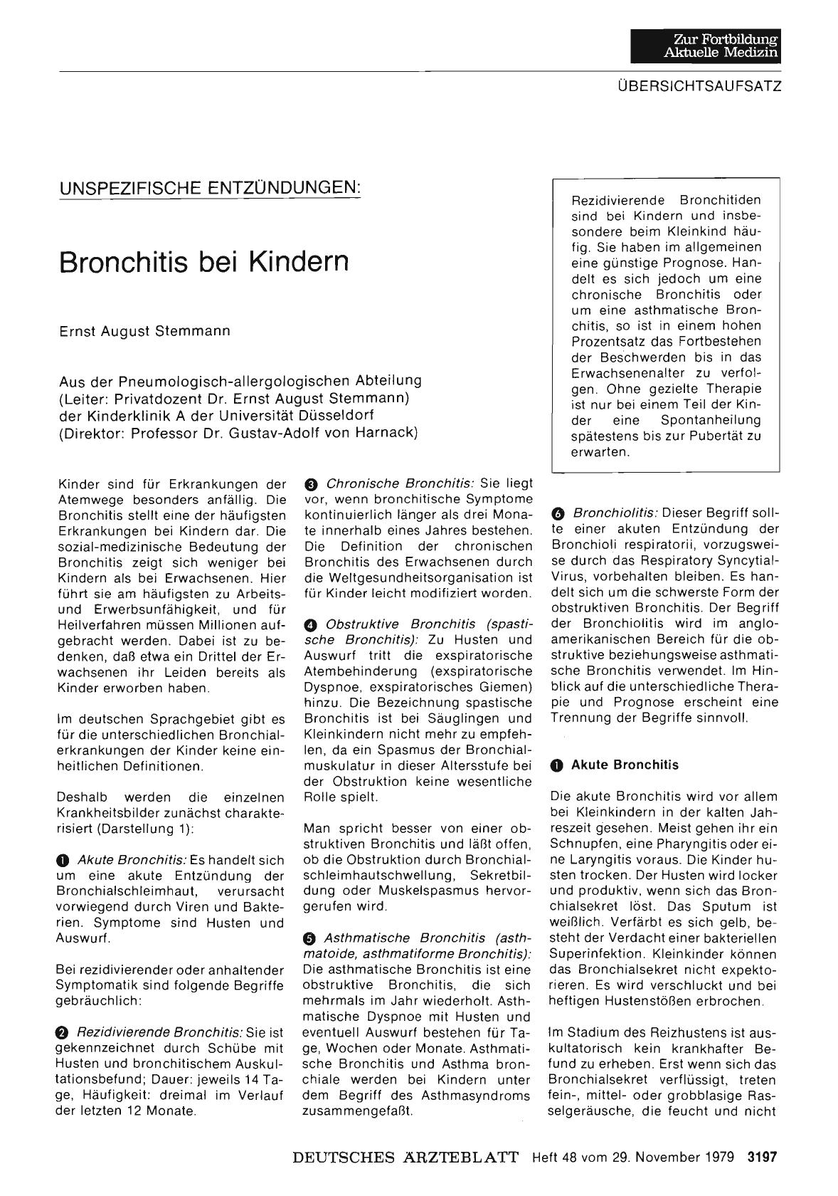 Vorschauseite 1: UNSPEZIFISCHE ENTZÜNDUNGEN: Bronchitis bei Kindern