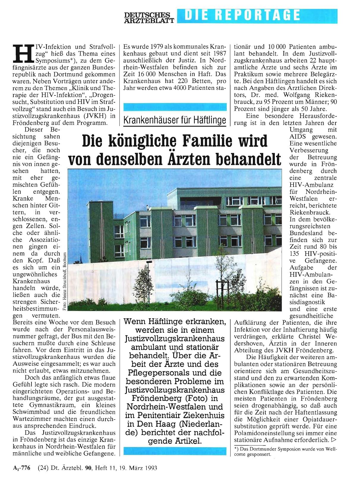 Vorschauseite 1: Krankenhäuser für Häftlinge: Die königliche Familie wird von denselben Ärzten behandelt