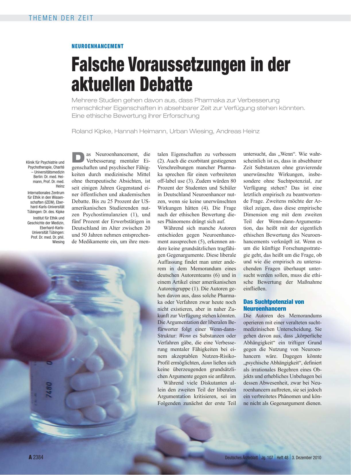 Vorschauseite 1: Neuroenhancement: Falsche Voraussetzungen in der aktuellen Debatte