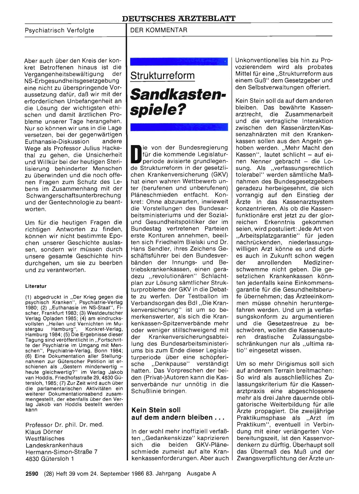 Vorschauseite 1: Strukturreform: Sandkastenspiele?