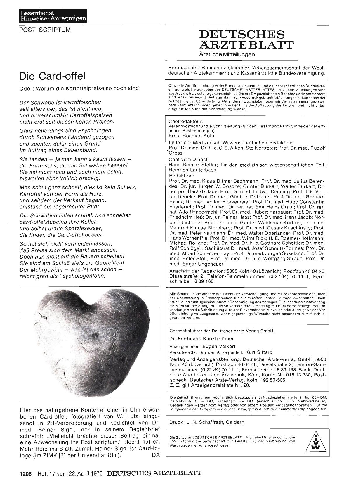 Vorschauseite 1: Die Card-offel Oder: Warum die Kartoffelpreise so hoch sind