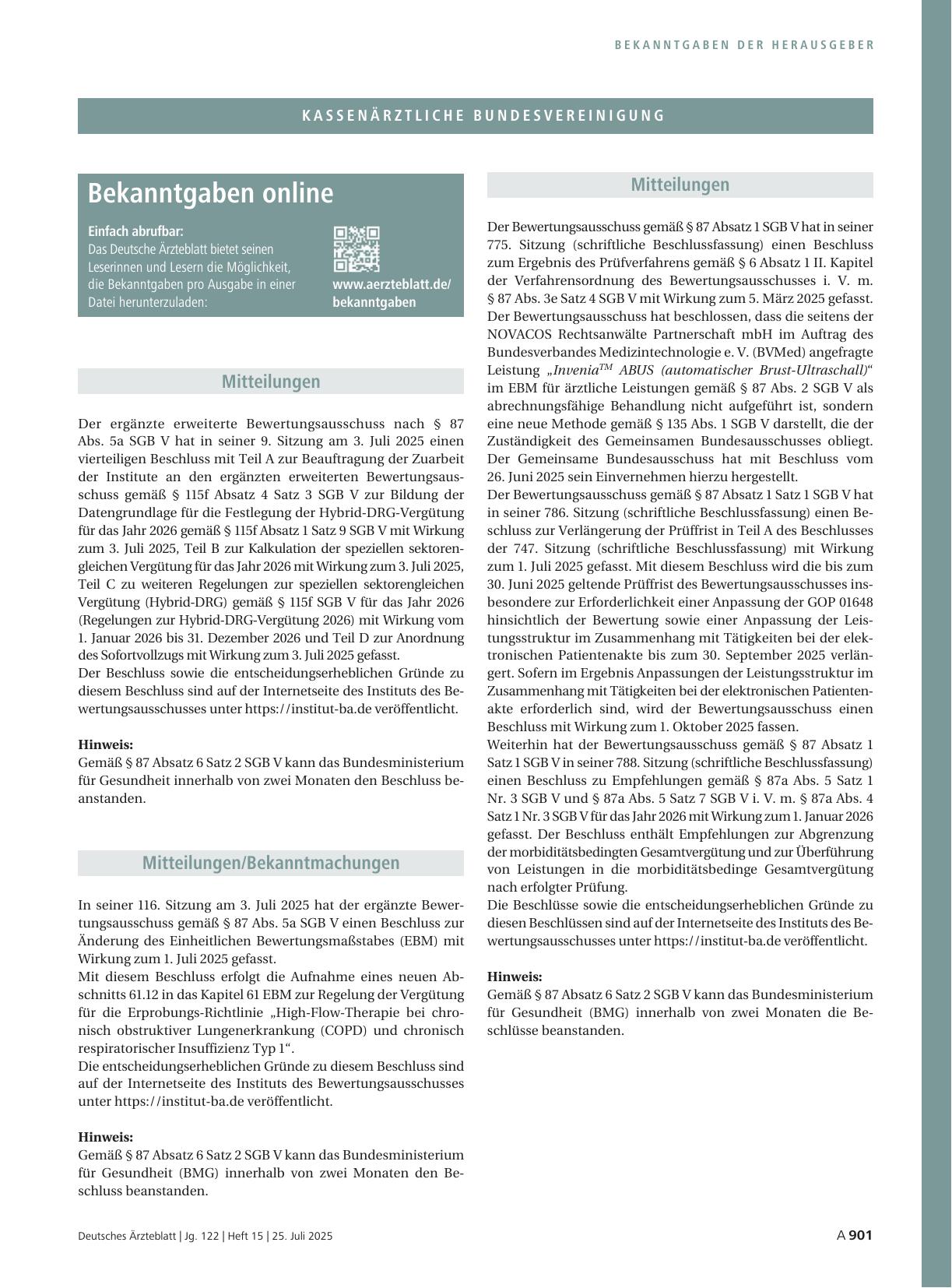 Vorschauseite 1: Mitteilungen