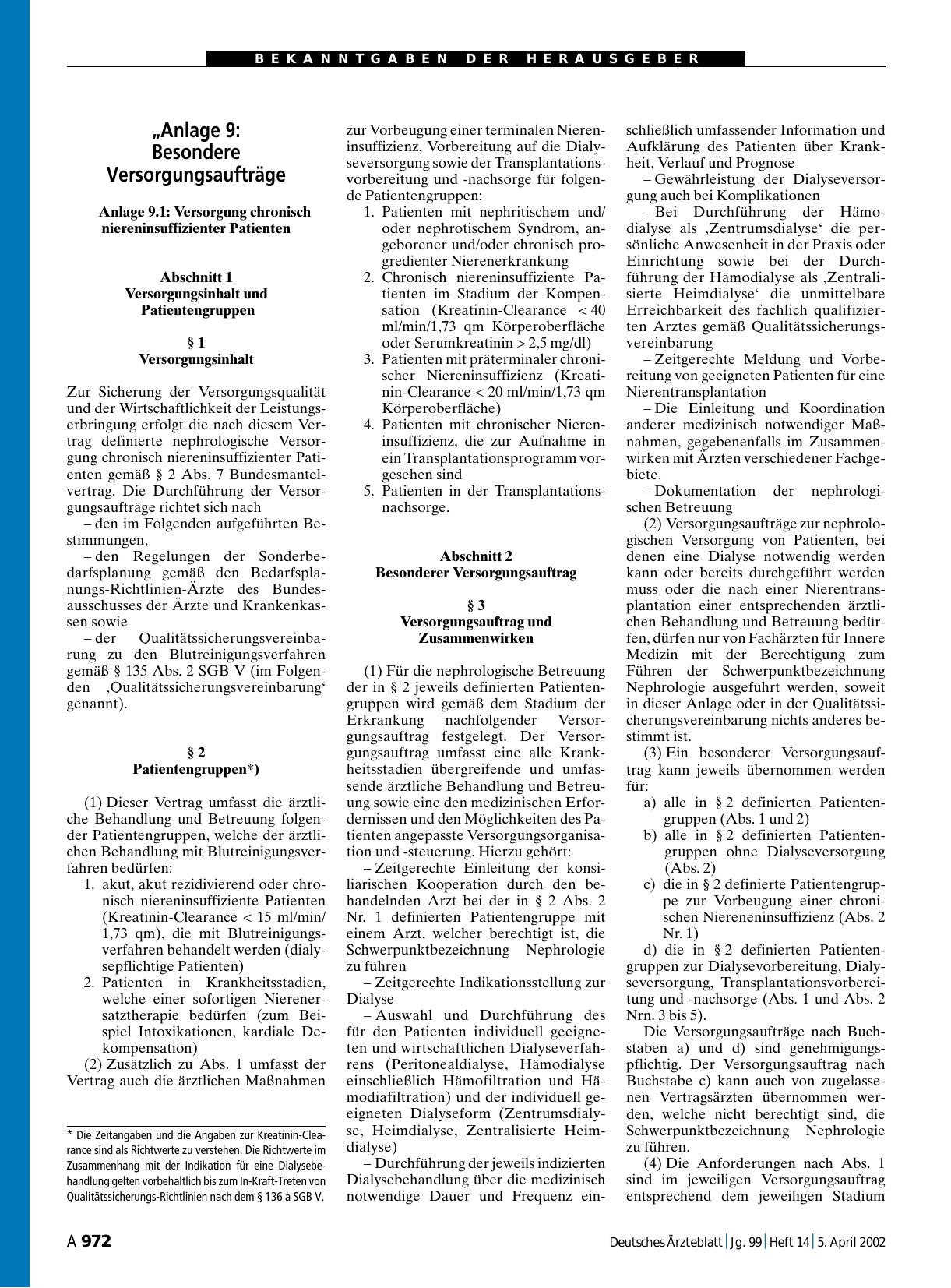 Vorschauseite 1: Anlage 9: Besondere Versorgungsaufträge
