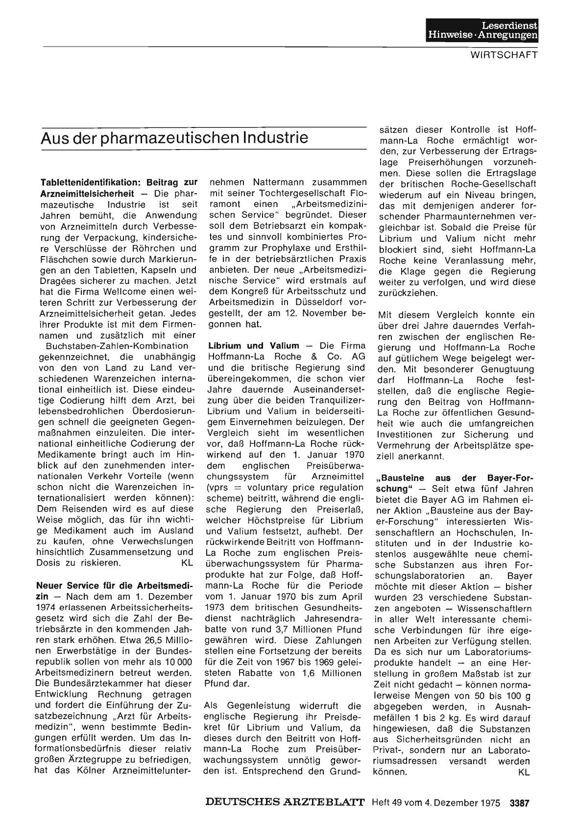 Vorschauseite 1: Aus der pharmazeutischen Industrie