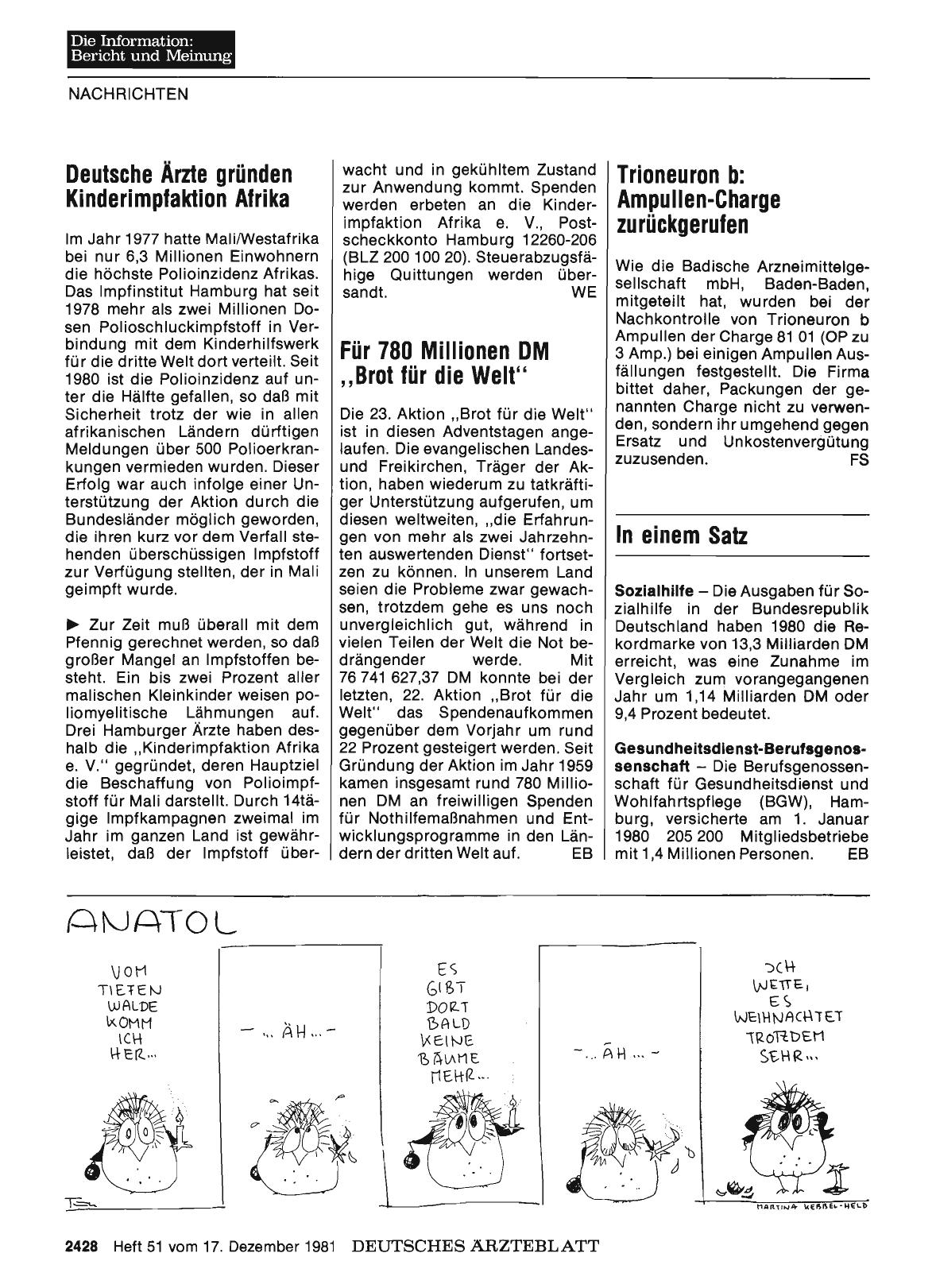 Vorschauseite 1: Trioneuron b: Ampullen-Charge zurückgerufen