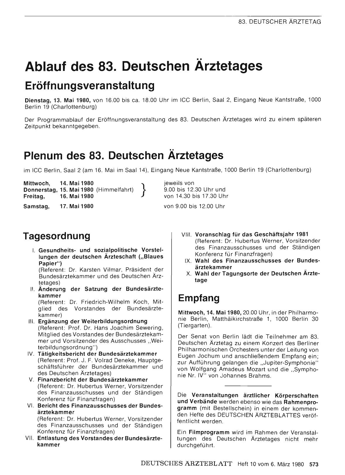 Vorschauseite 1: Ablauf des 83. Deutschen Ärztetages: