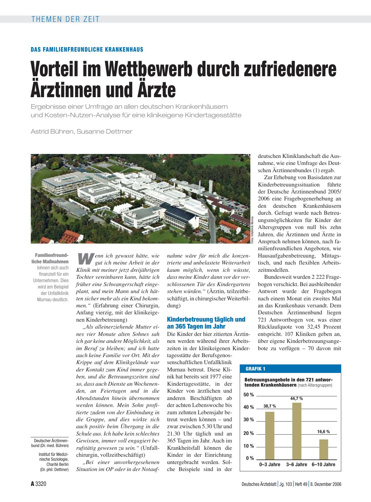 Vorschauseite 1: Das familienfreundliche Krankenhaus: Vorteil im Wettbewerb durch zufriedenere Ärztinnen und Ärzte