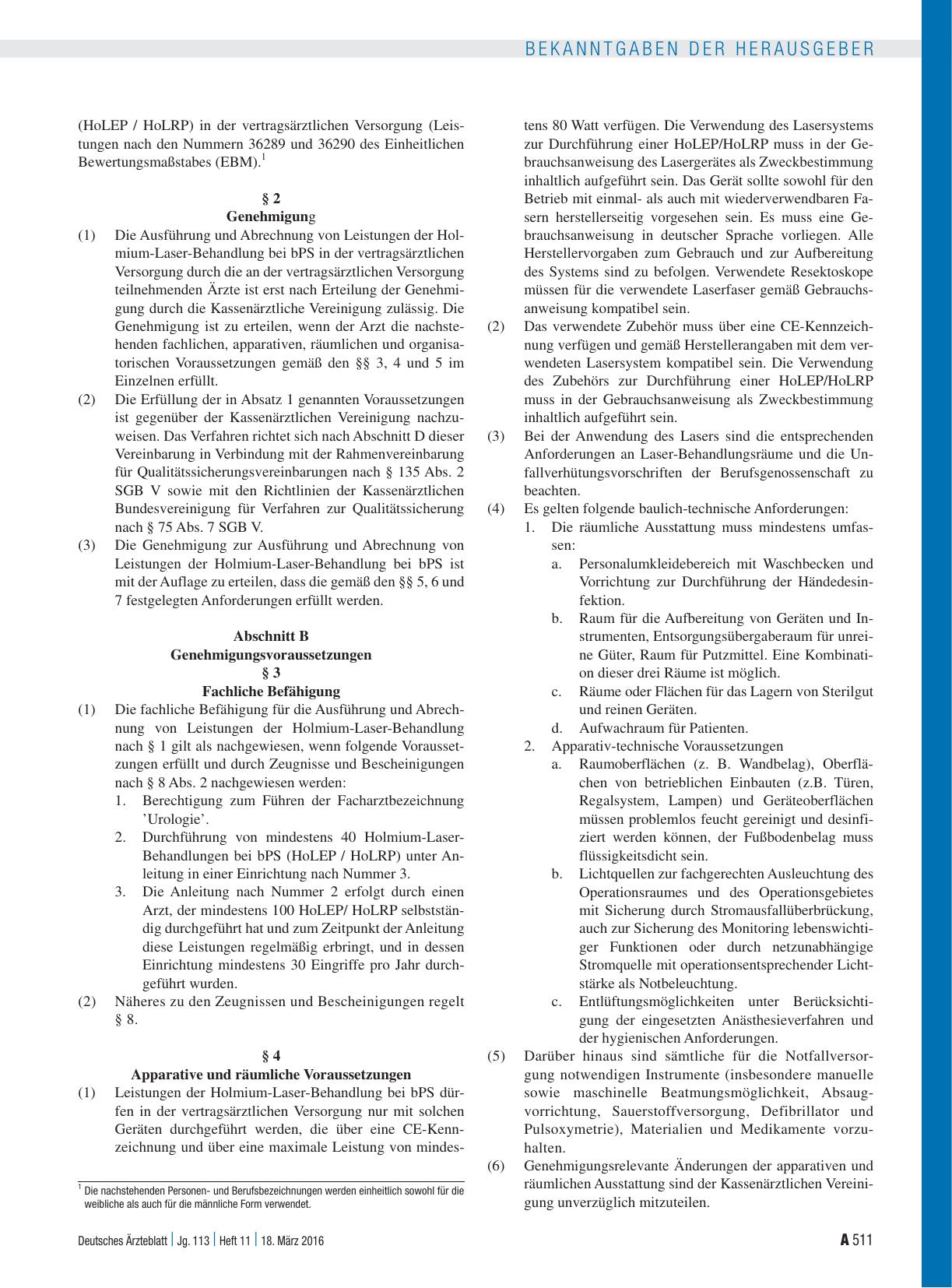 Vorschauseite 2: Einführung einer Qualitätssicherungsvereinbarung zu nicht-medikamentösen, lokalen Verfahren zur Behandlung des benignen Prostatasyndroms (bPS) mittels Holmium-Laser (Holmium-Laser…