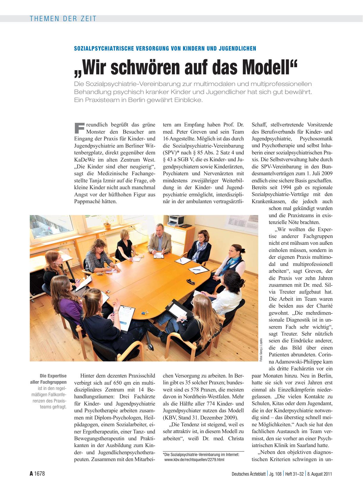 Vorschauseite 1: Sozialpsychiatrische Versorgung von Kindern und Jugendlichen: „Wir schwören auf das Modell“