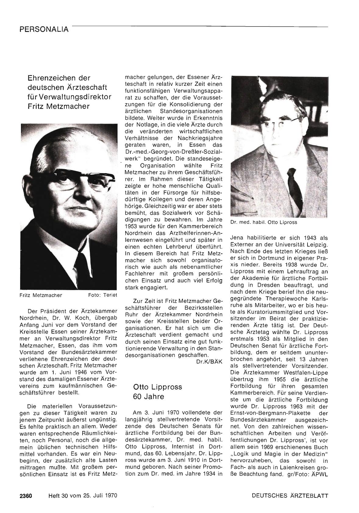 Vorschauseite 1: Otto Lippross 60 Jahre