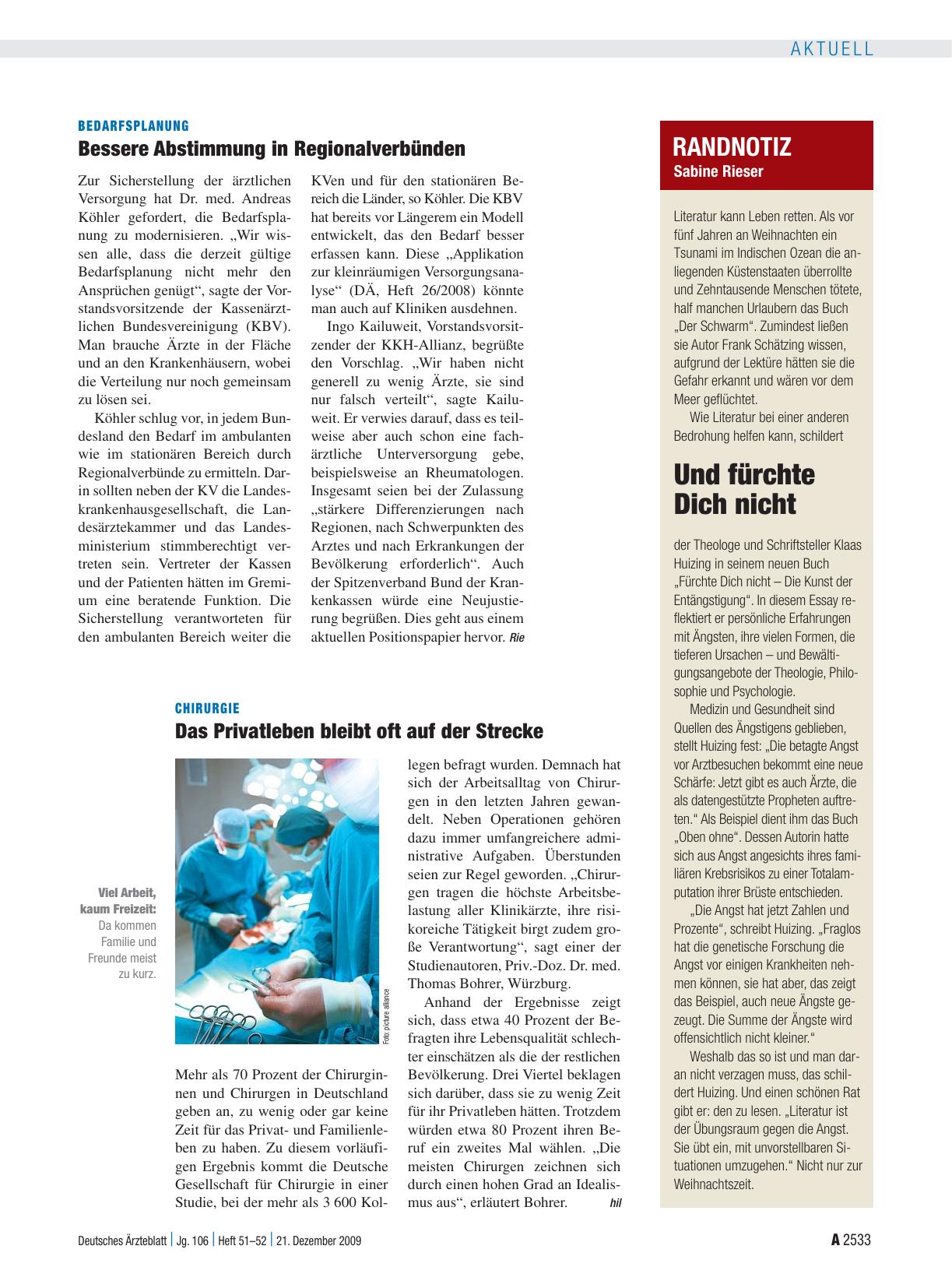 Vorschauseite 1: Bedarfsplanung: Bessere Abstimmung in Regionalverbünden