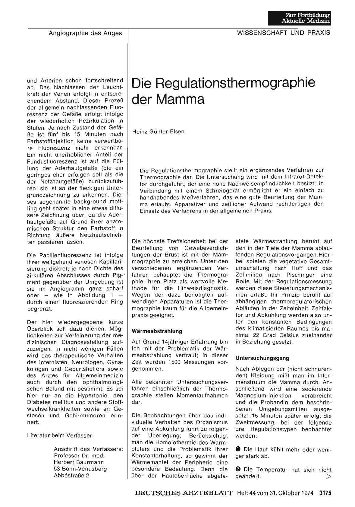 Vorschauseite 1: Die Regulationsthermographie der Mamma
