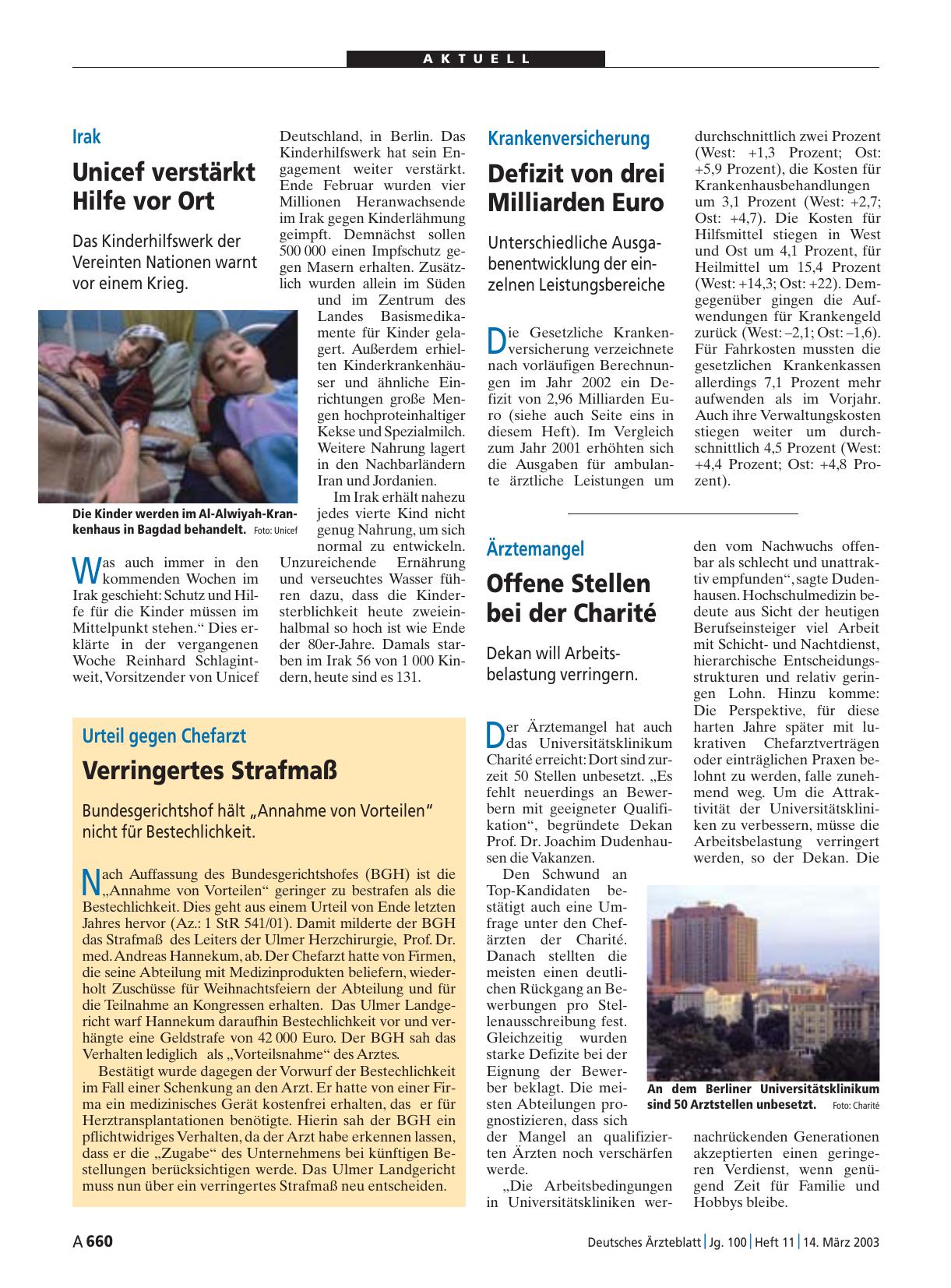 Vorschauseite 1: Krankenversicherung: Defizit von drei Milliarden Euro