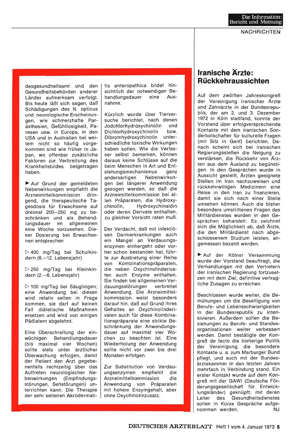 Vorschauseite 1: Iranische Ärzte: Rückkehraussichten