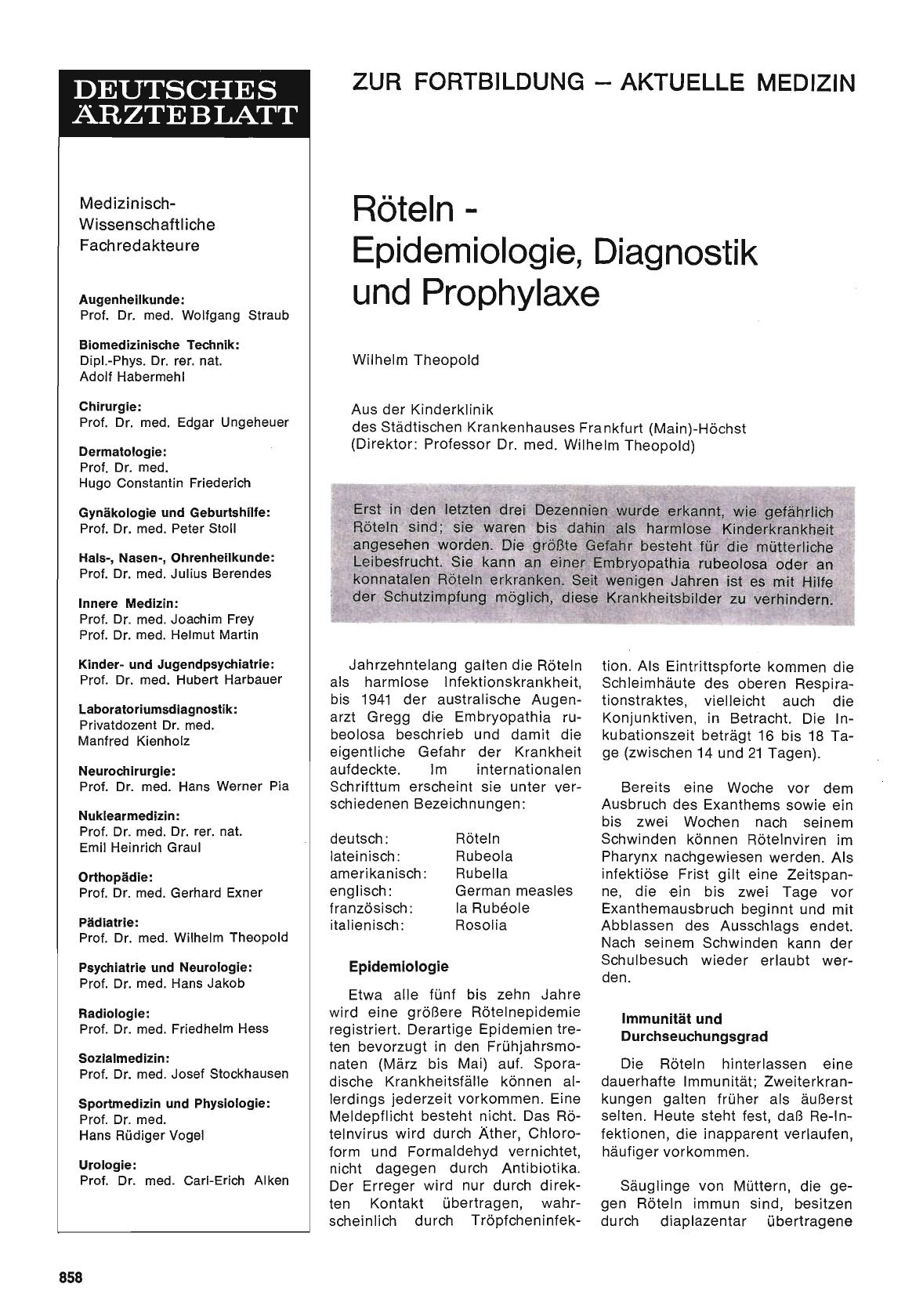 Vorschauseite 1: Röteln - Epidemiologie, Diagnostik und Prophylaxe