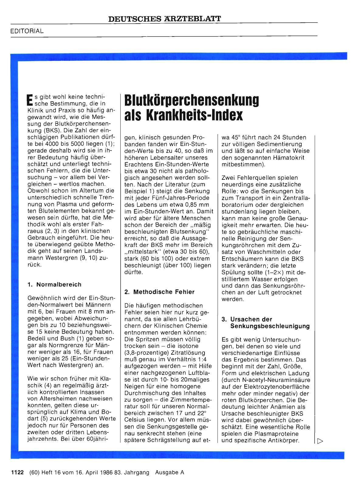 Vorschauseite 1: Blutkörperchensenkung als Krankheits-Index