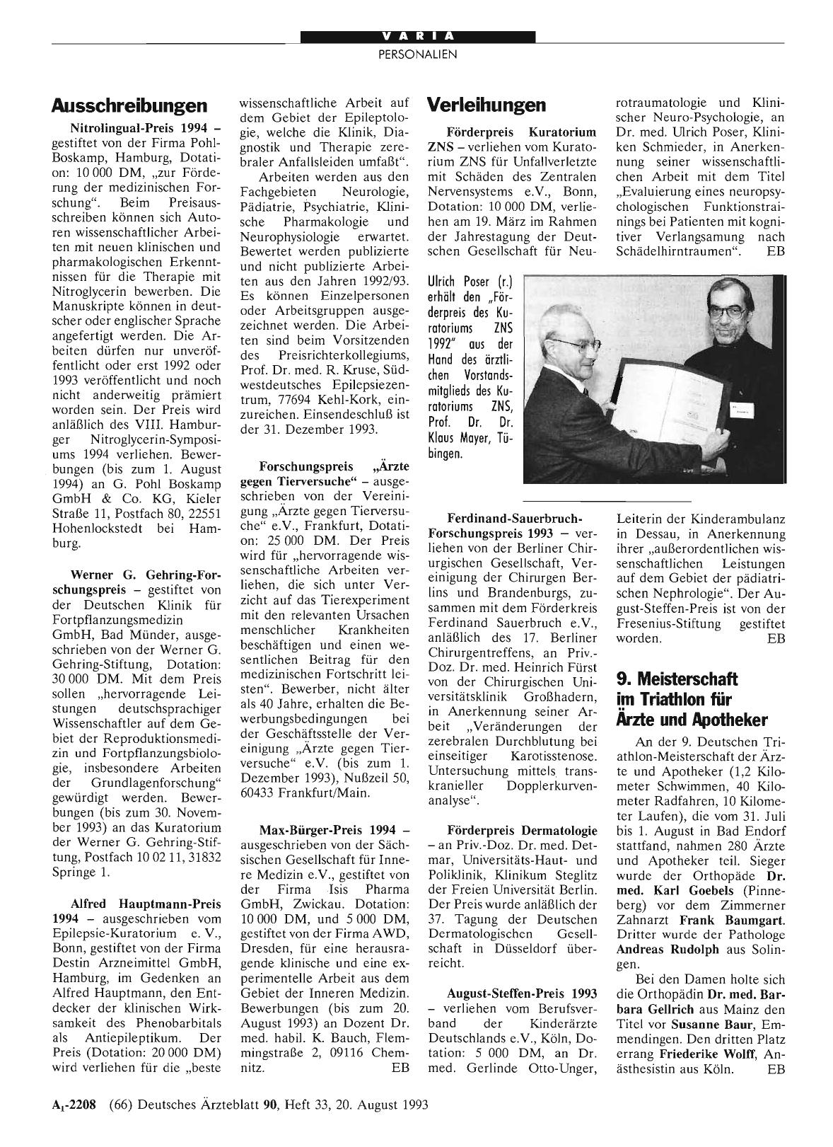 Vorschauseite 1: Verleihungen