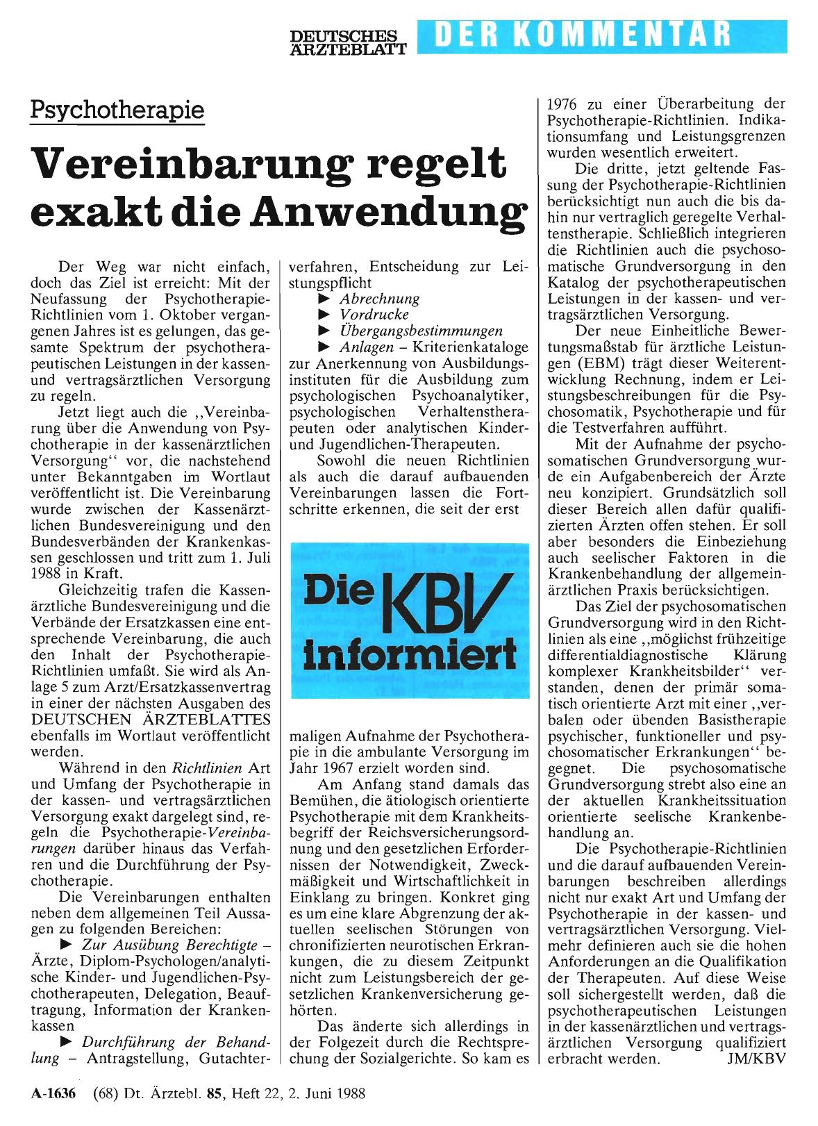 Vorschauseite 1: Psychotherapie: Vereinbarung regelt exakt die Anwendung