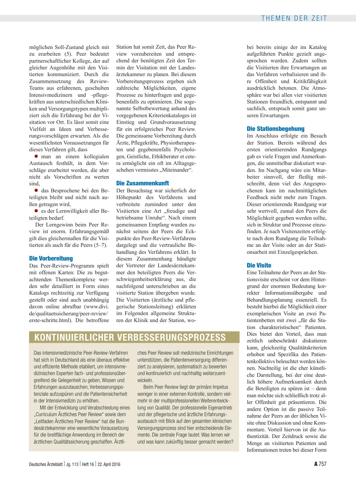 Vorschauseite 2: Qualitätssicherung: Peer Review in der Intensivmedizin
