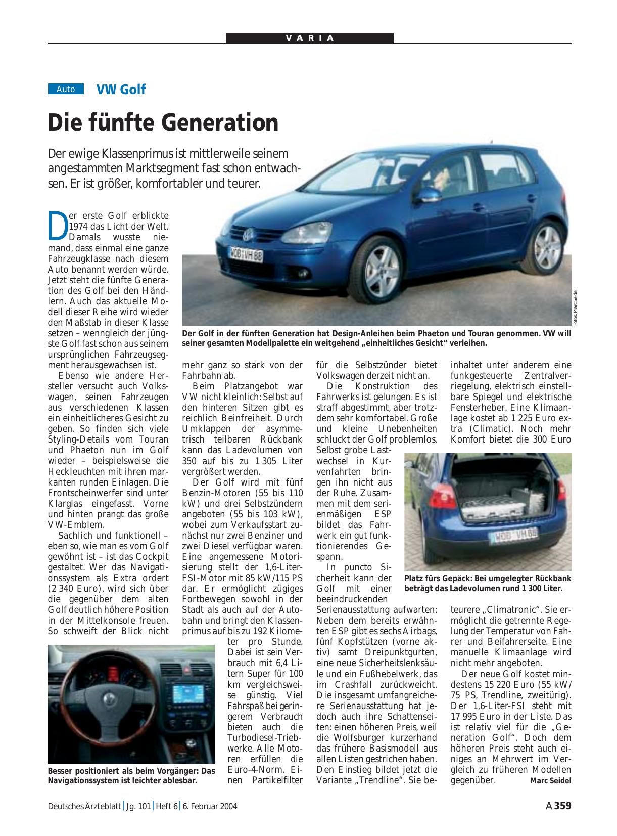 Vorschauseite 1: VW Golf: Die fünfte Generation