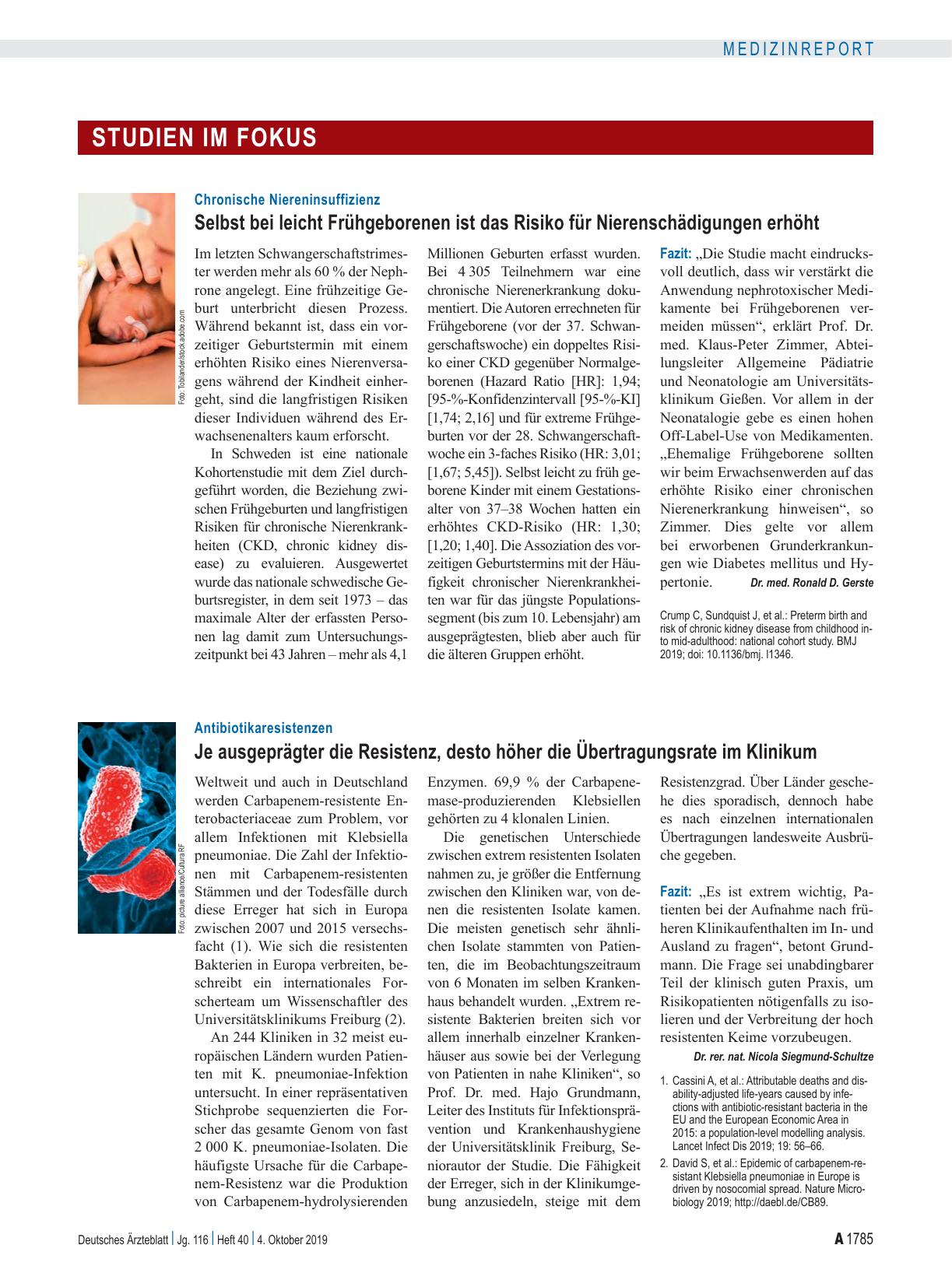 Vorschauseite 1: Chronische Niereninsuffizienz: Selbst bei leicht Frühgeborenen ist das Risiko für Nierenschädigungen erhöht
