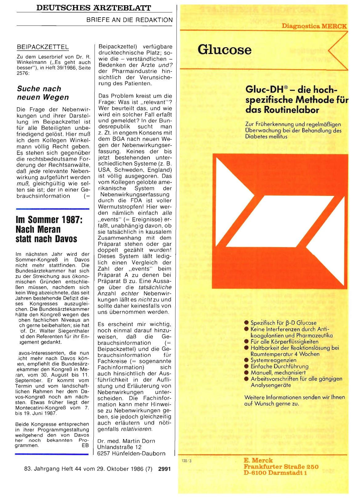 Vorschauseite 1: Im Sommer 1987: Nach Meran statt nach Davos