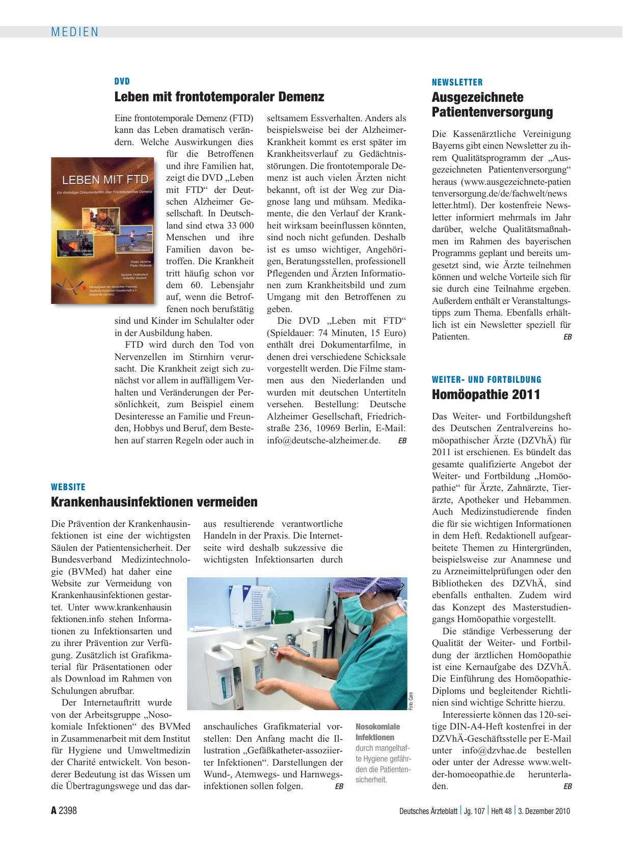 Vorschauseite 1: Weiterund Fortbildung: Homöopathie 2011