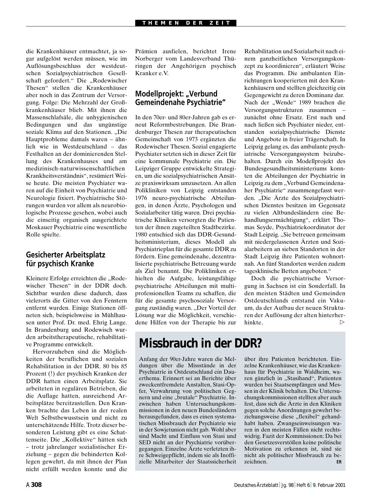 Vorschauseite 1: Missbrauch in der DDR?