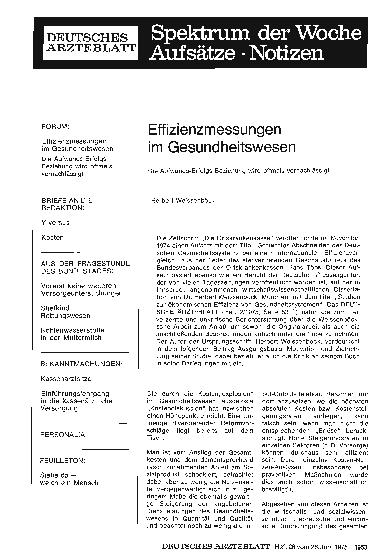 Vorschauseite 1: Effizienzmessungen im Gesundheitswesen