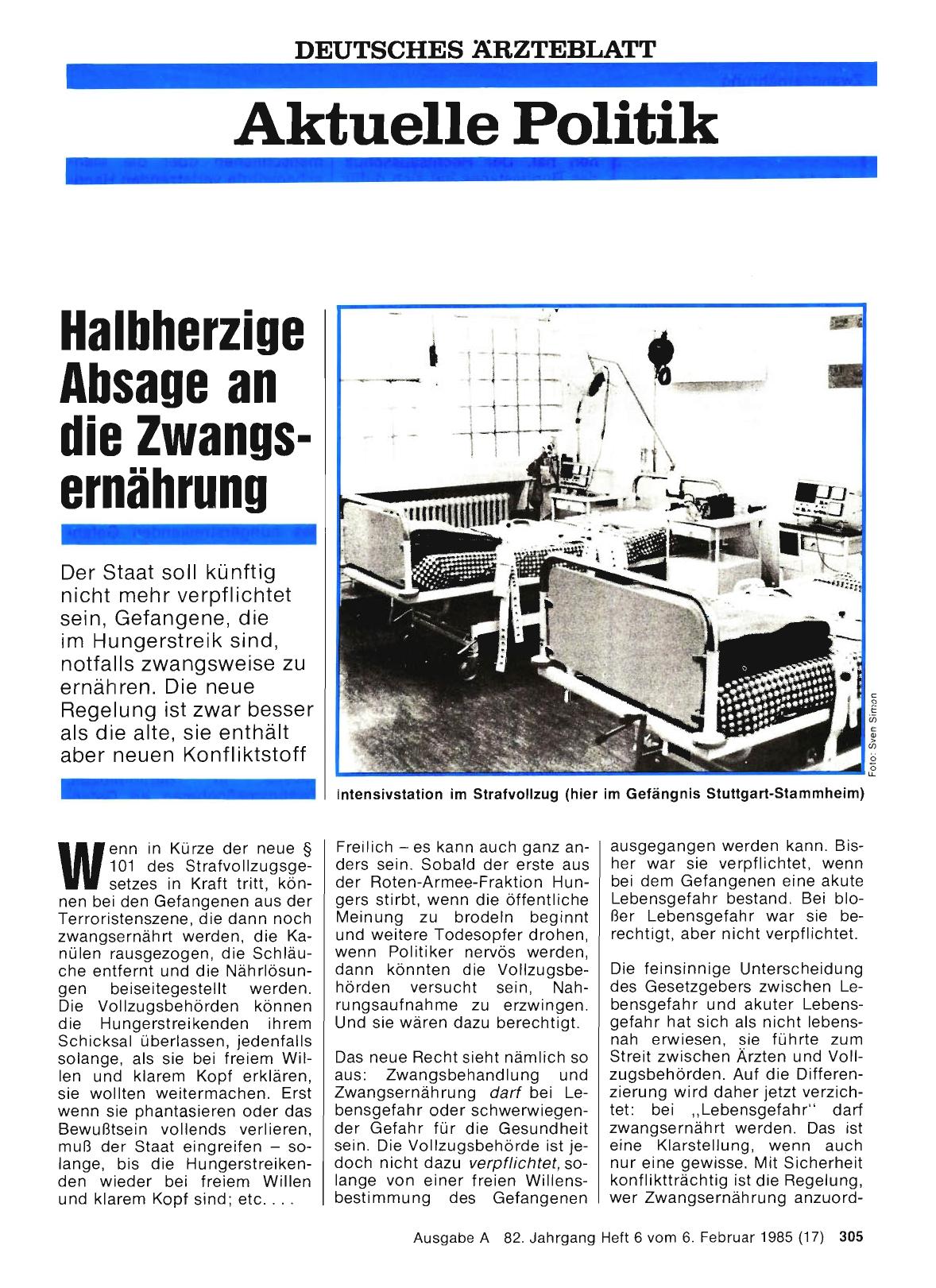 Vorschauseite 1: Halbherzige Absage an die Zwangsernährung