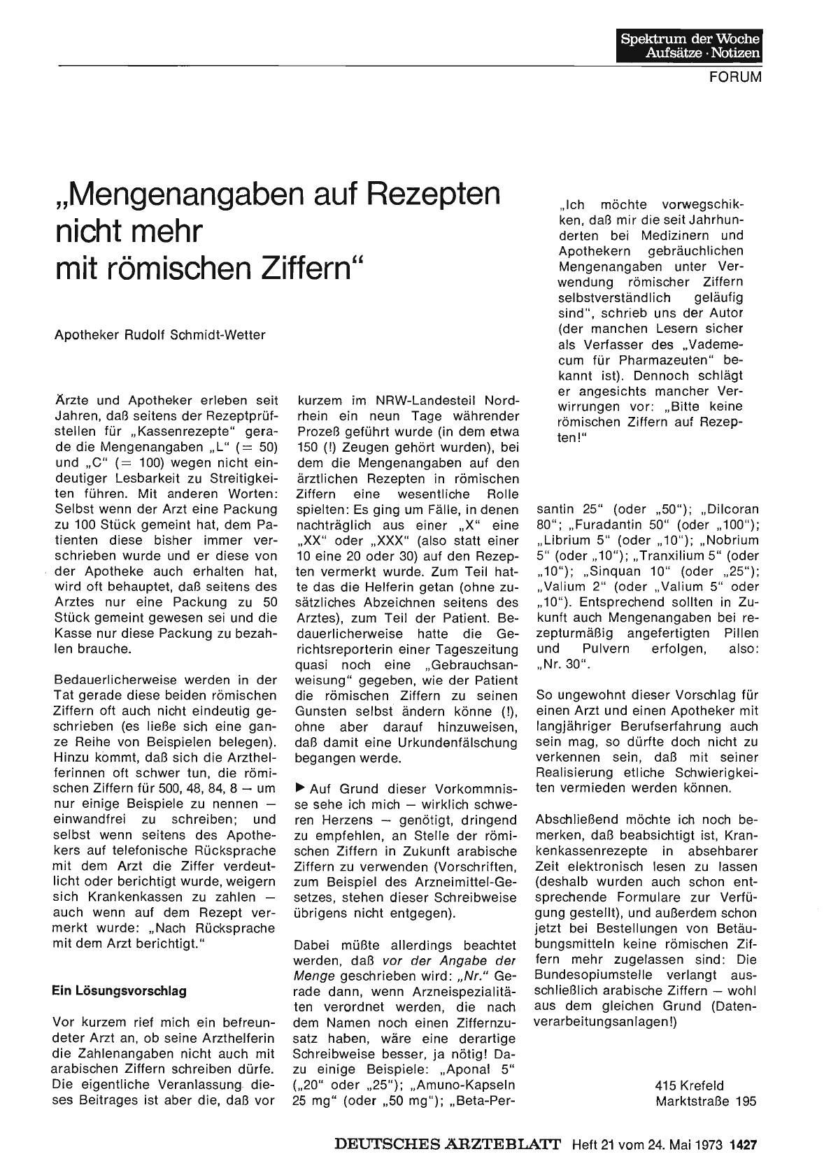 Vorschauseite 1: "Mengenangaben auf Rezepten nicht mehr mit römischen Ziffern”