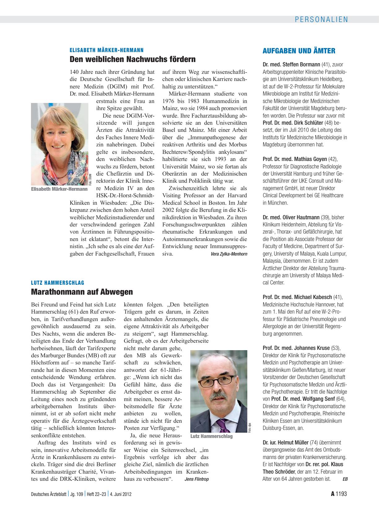 Vorschauseite 1: Elisabeth Märker-Hermann: Den weiblichen Nachwuchs fördern