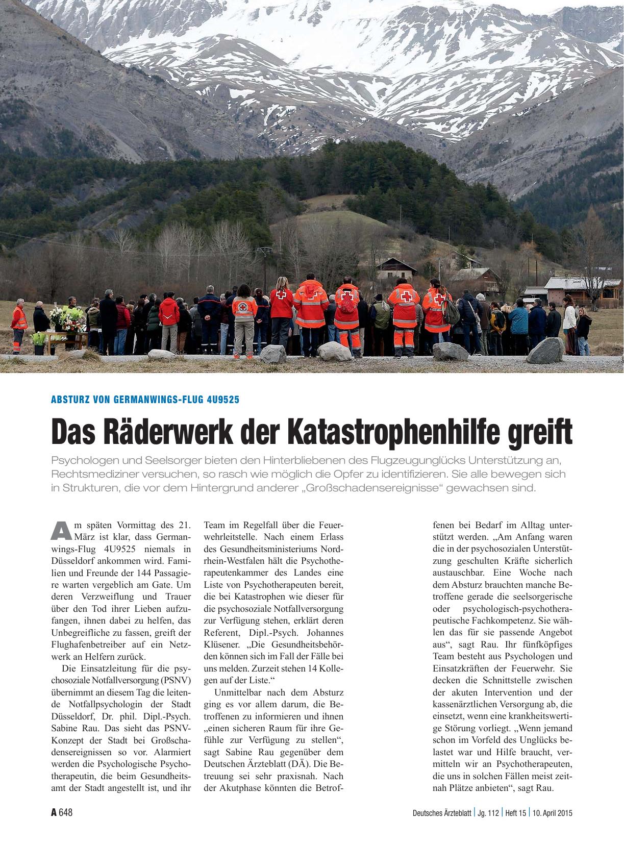 Vorschauseite 1: Absturz von Germanwings-Flug 4U9525: Das Räderwerk der Katastrophenhilfe greift