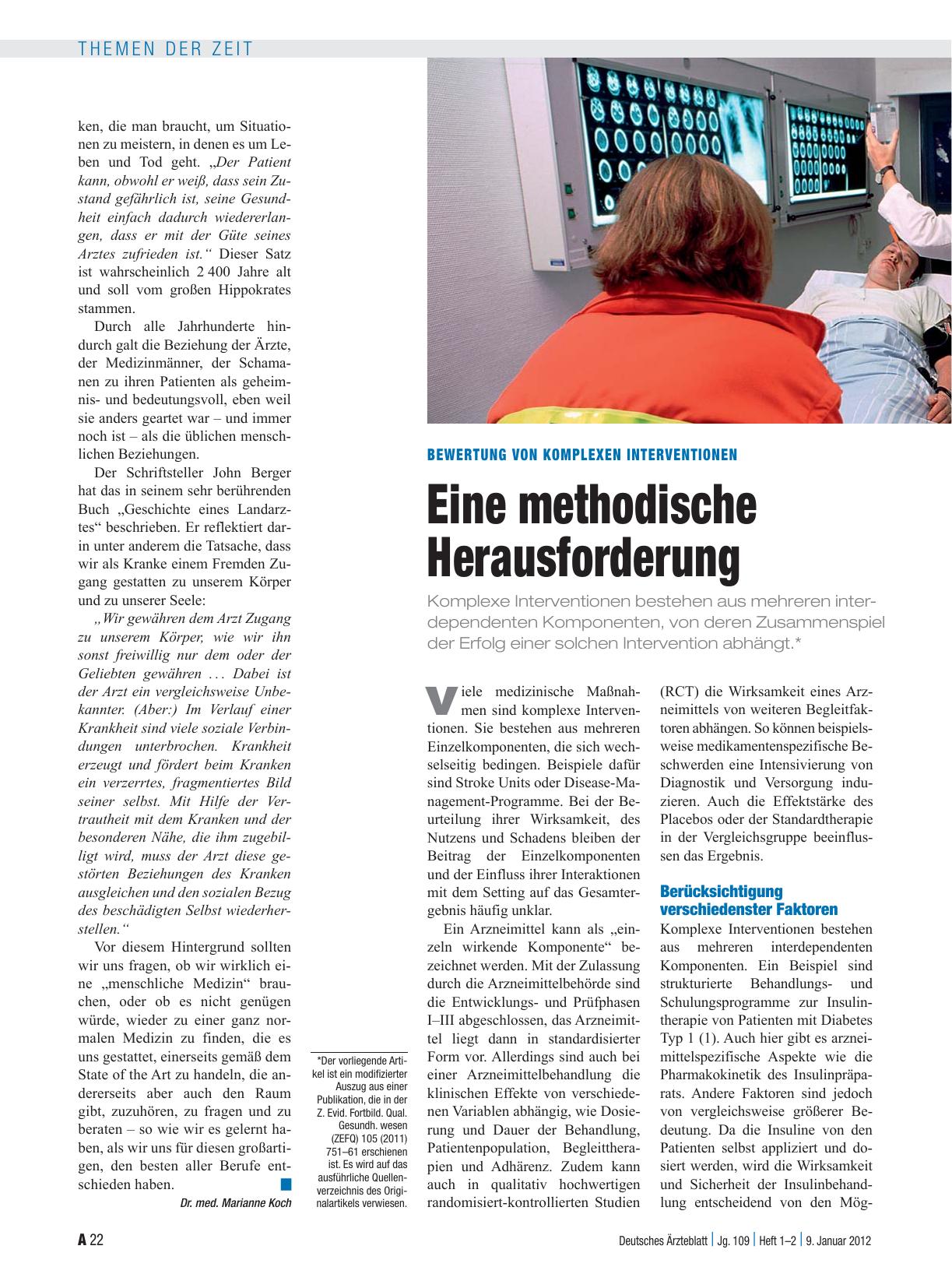 Vorschauseite 1: Bewertung von komplexen Interventionen: Eine methodische Herausforderung