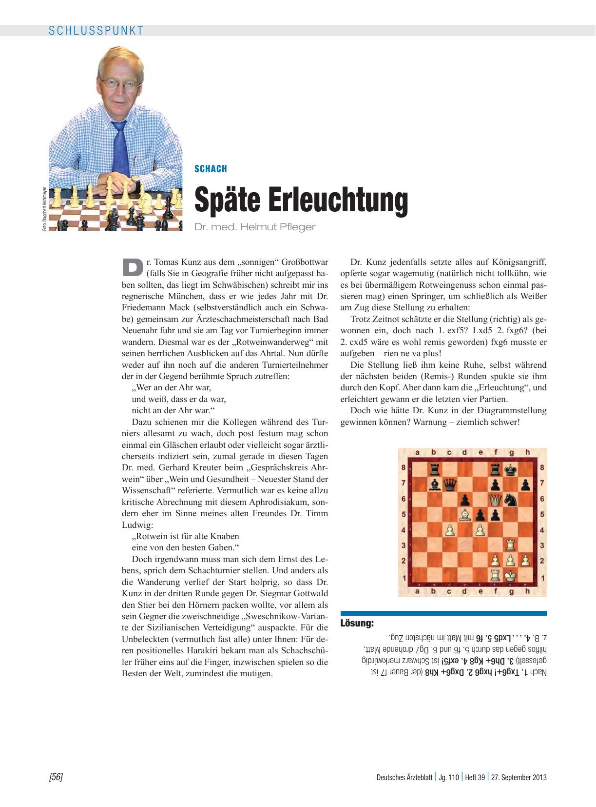 Vorschauseite 1: Schach: Späte Erleuchtung