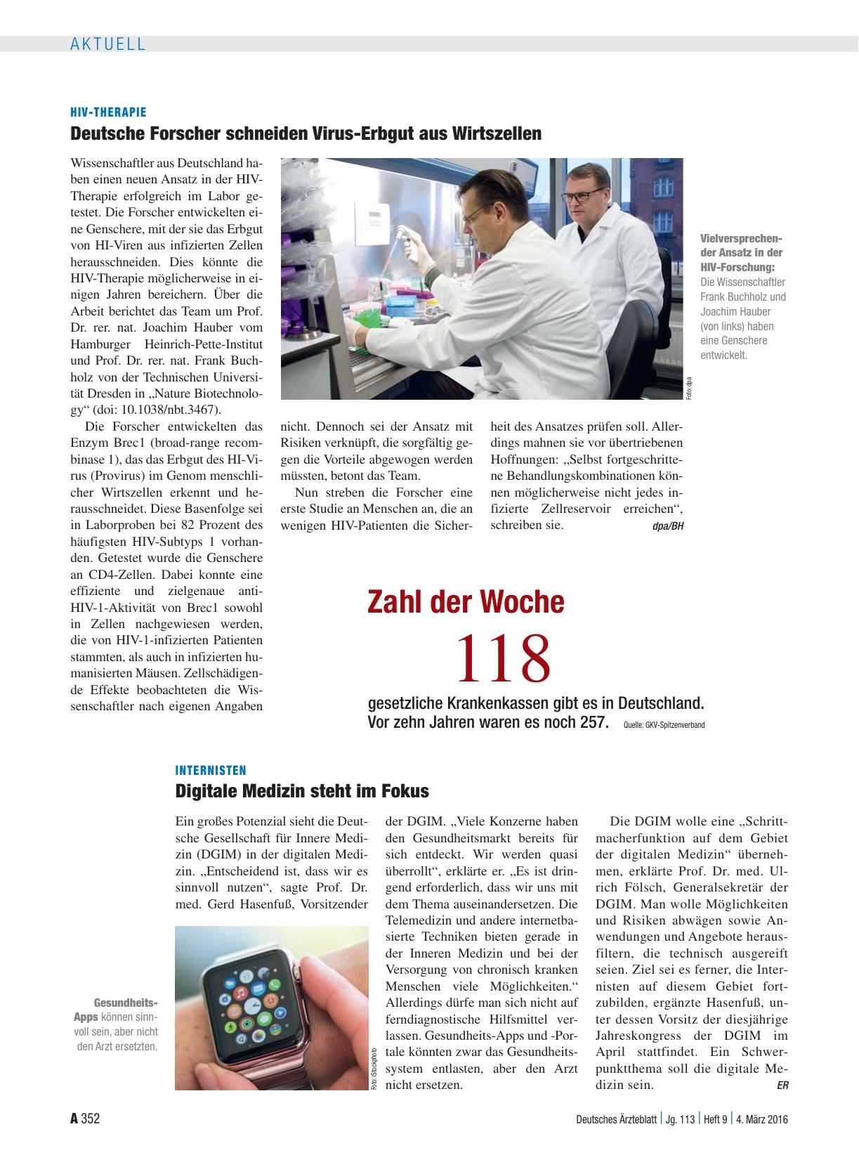 Vorschauseite 1: Internisten: Digitale Medizin steht im Fokus