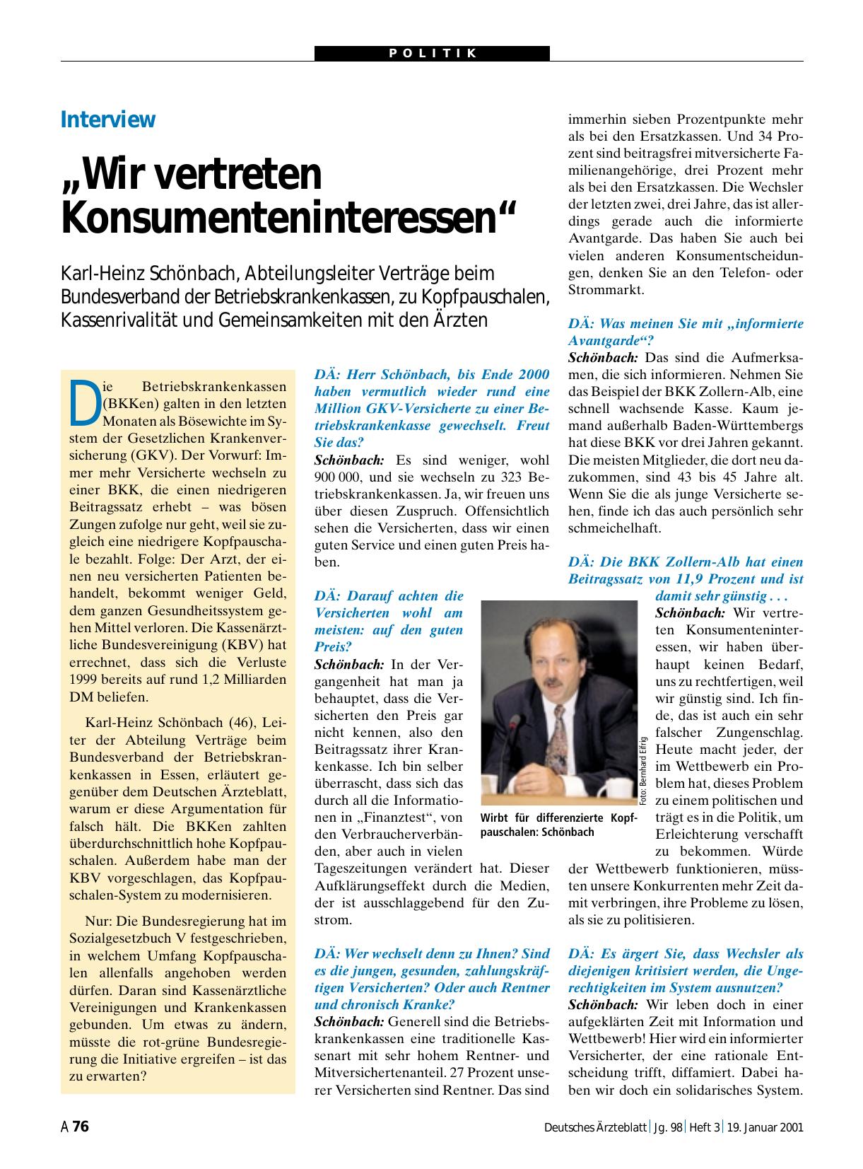 Vorschauseite 1: Interview: „Wir vertreten Konsumenteninteressen“