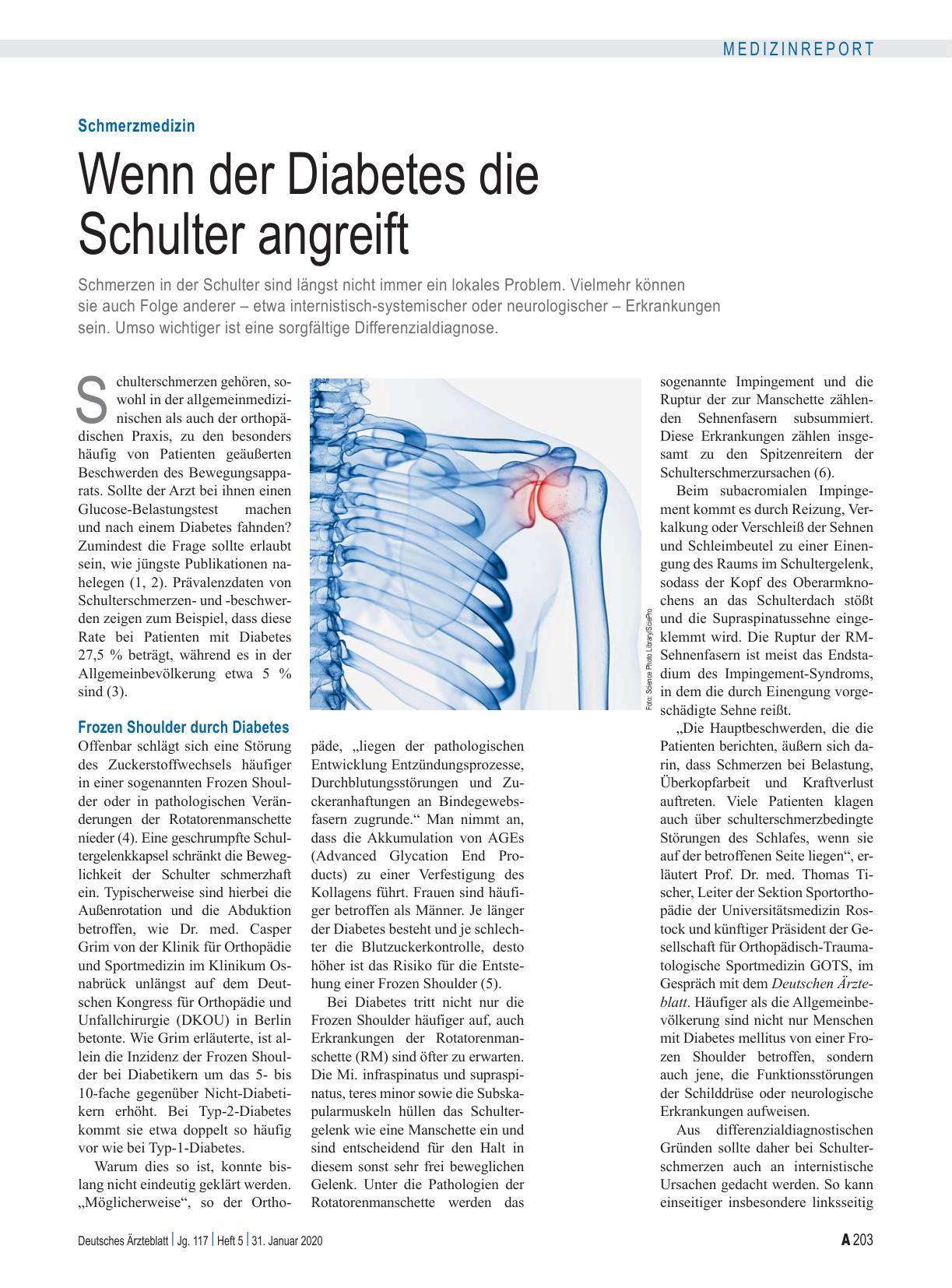 Vorschauseite 1: Schmerzmedizin: Wenn der Diabetes die Schulter angreift