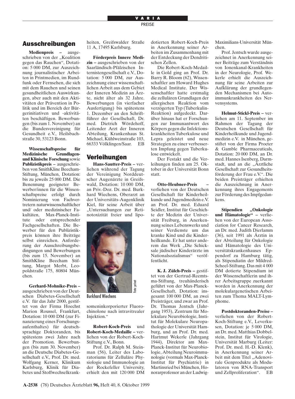 Vorschauseite 1: Verleihungen